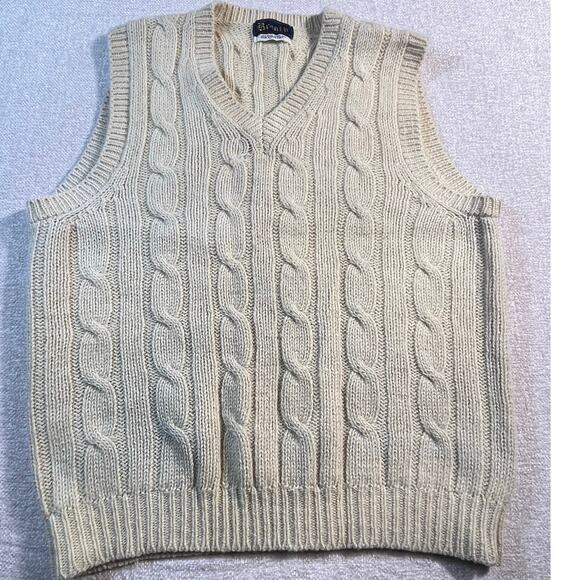 Brent’s Men’s Large Cream 100% Shetland Wool Vest Vintage 80s Preppy Layering - Picture 1 of 5